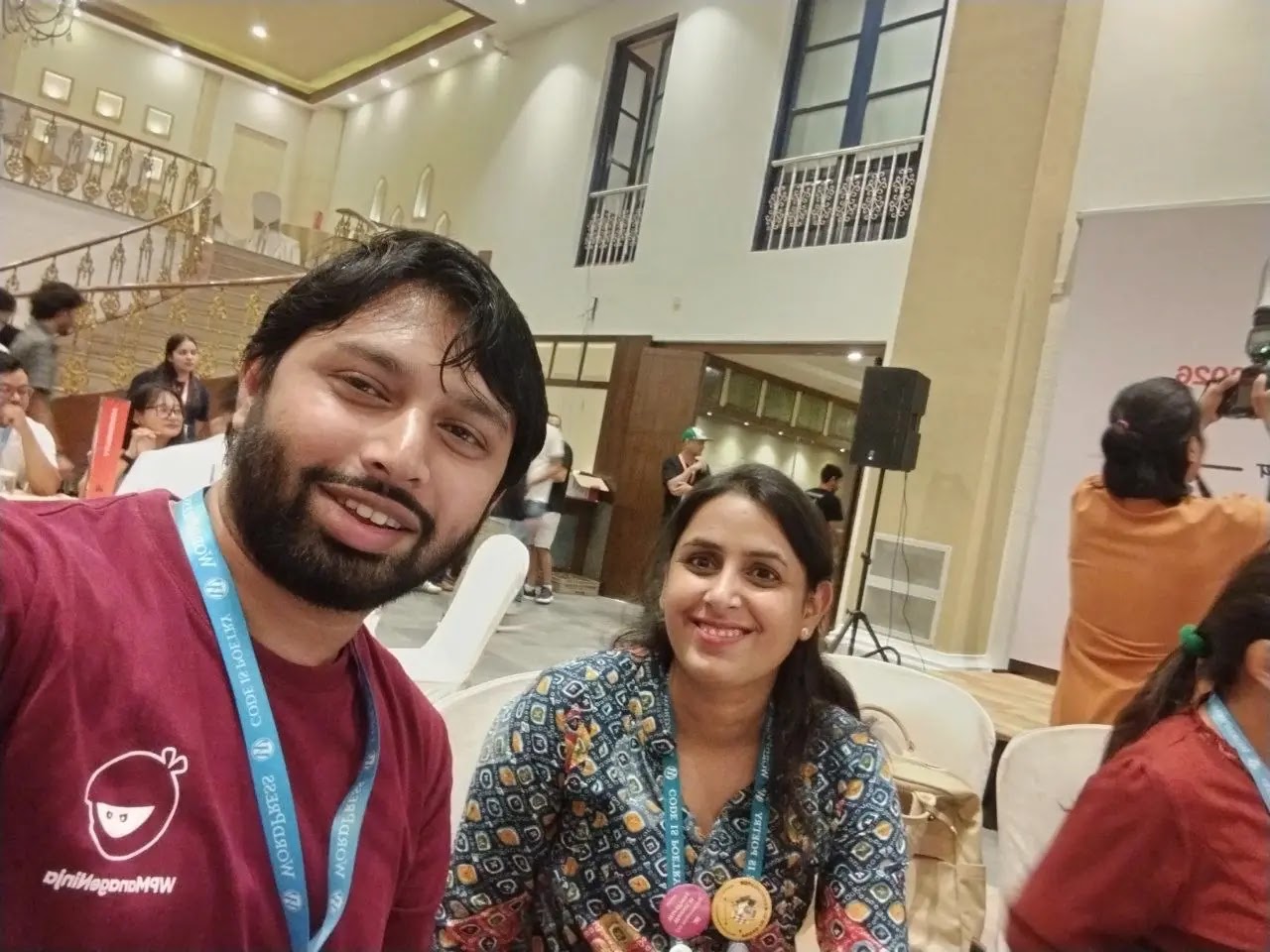 Nishat Shahriyar with Education table lead and speaker Pooja Derashri - WordCamp Kathmandu 2026